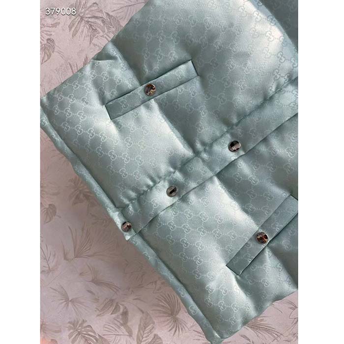 G*u*i men gg cotton canvas padded gilet light blue high neck interlocking g sleeveless