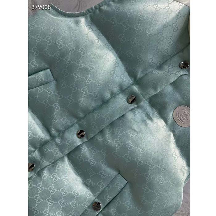 G*u*i men gg cotton canvas padded gilet light blue high neck interlocking g sleeveless