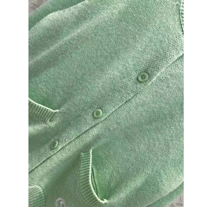 G*u*i men gg fine cashmere cardigan interlocking g light green crewneck long sleeves