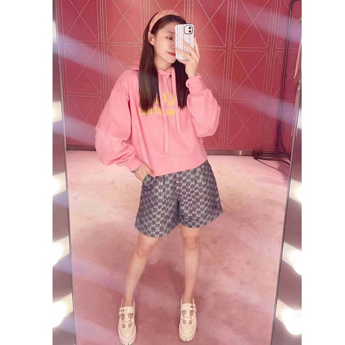 G*u*i women gg hooded sweatshirt embroidery firenze 1921 drawstring closure dropped shoulder long sleeves