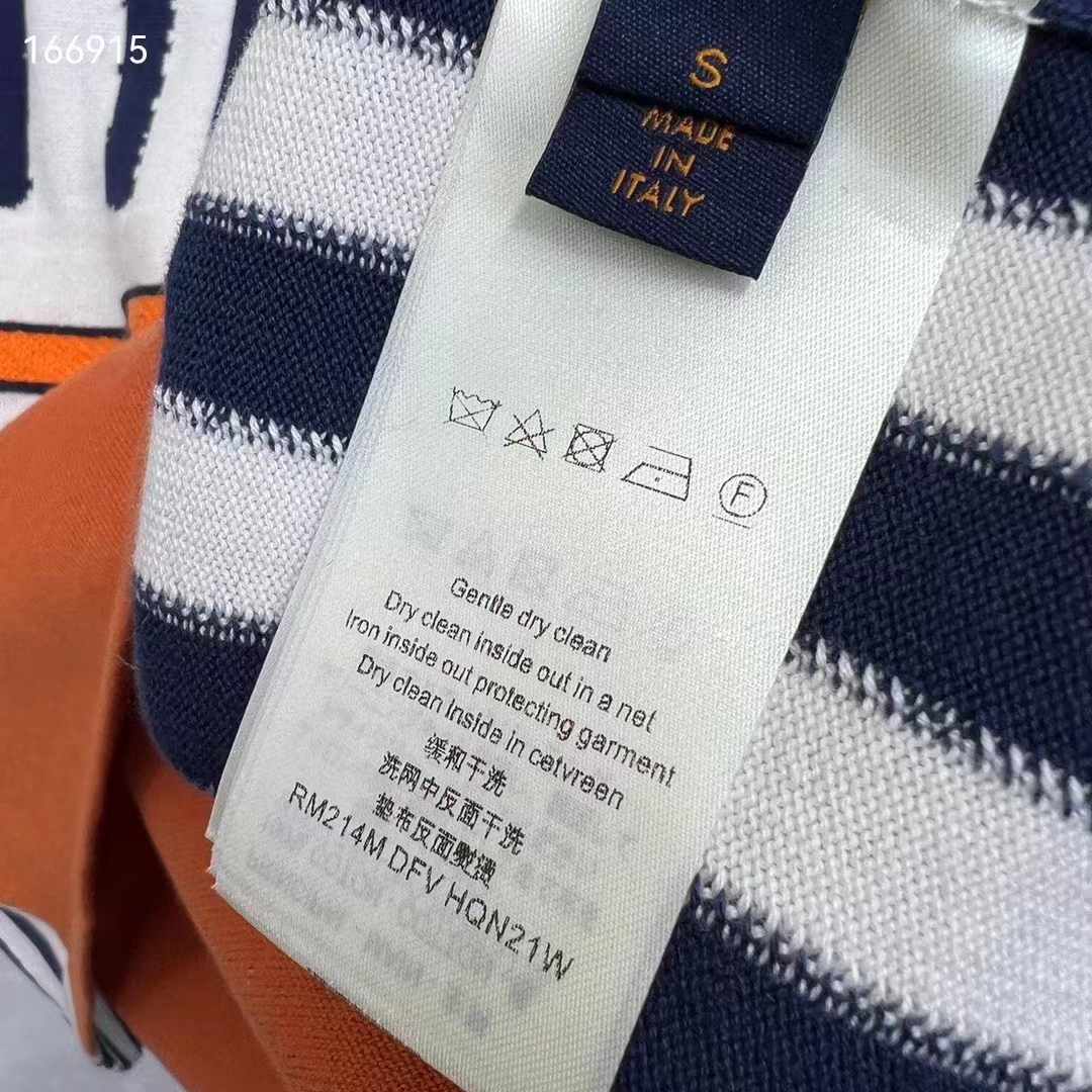 Louis Vuitton LV Men Short-Sleeved Cotton T-Shirt Orange Regular Fit Vuitton Jacquard Signature