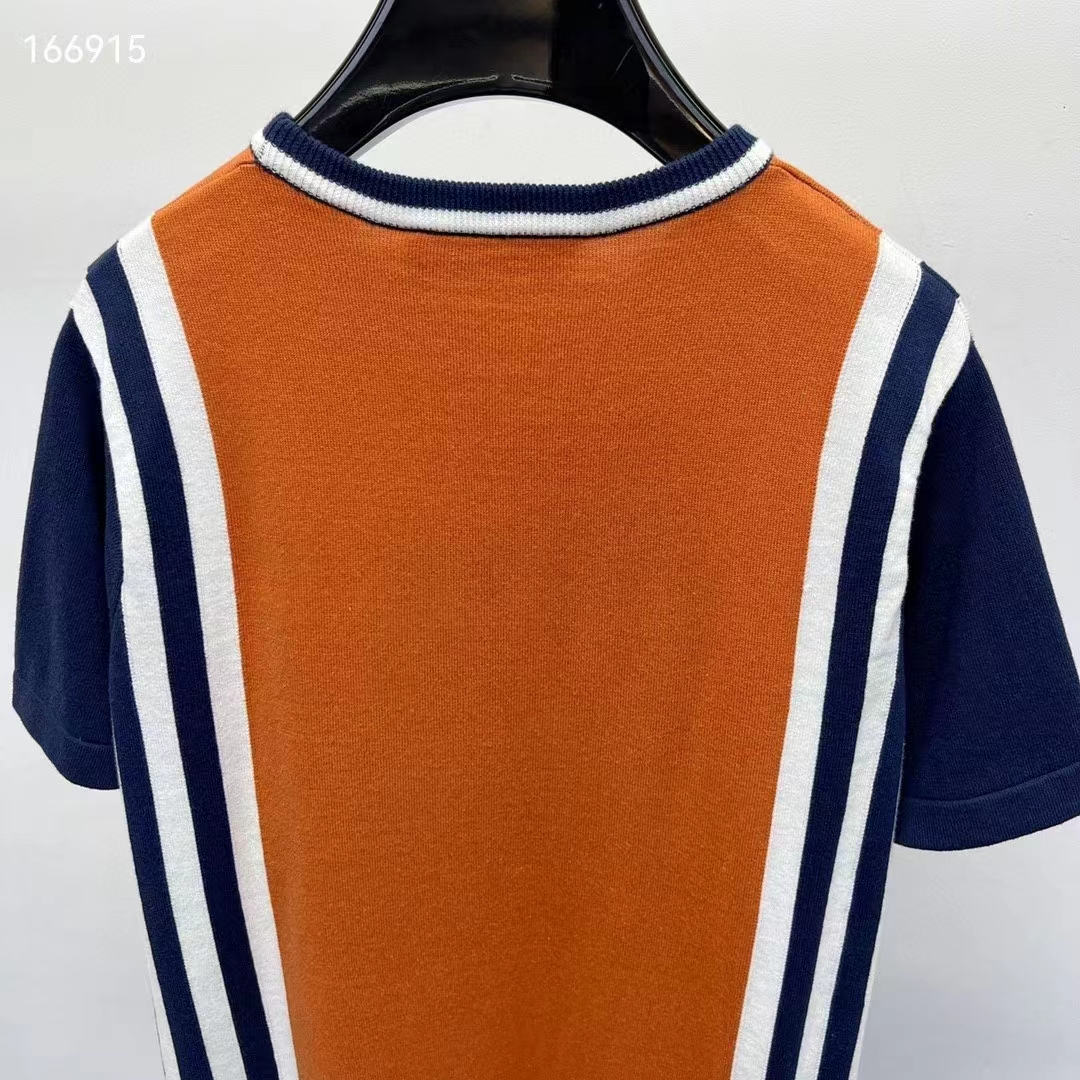 Louis Vuitton LV Men Short-Sleeved Cotton T-Shirt Orange Regular Fit Vuitton Jacquard Signature