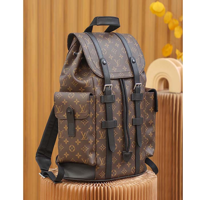 Louis Vuitton LV Unisex Christopher PM Backpack Monogram Canvas Body Flap Opening