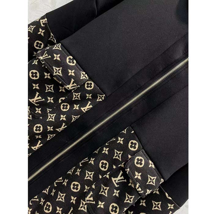 Louis Vuitton LV Men LV Monogram Jacquard Knit Jacket Silk Polyamide Elastane Black Brown