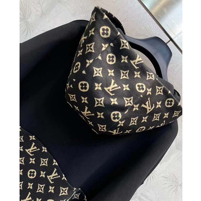 Louis Vuitton LV Men LV Monogram Jacquard Knit Jacket Silk Polyamide Elastane Black Brown