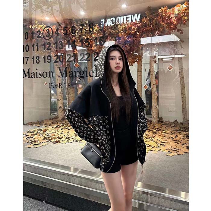 Louis Vuitton LV Women LV Monogram Jacquard Knit Jacket Silk Polyamide Elastane Black Brown