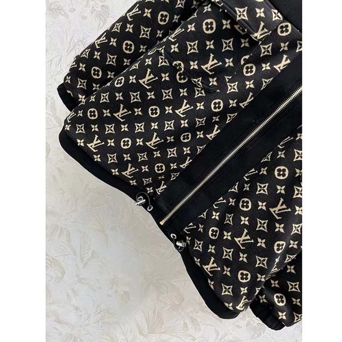 Louis Vuitton LV Men LV Monogram Jacquard Knit Jacket Silk Polyamide Elastane Black Brown