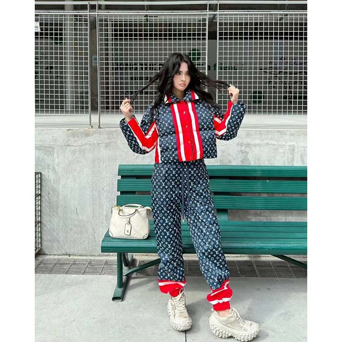 Louis Vuitton LV Women Tricolor Monogram Puffer Jacket Polyamide Navy Red