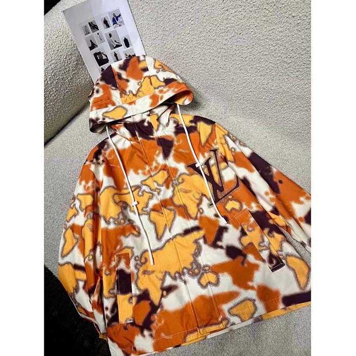 Louis Vuitton Women Cotton Hooded Blouson Regular Fit LV Mappamundi Signature Printed All Over
