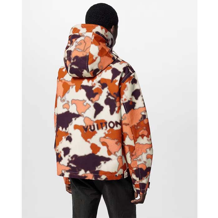Louis Vuitton Men Cotton Hooded Blouson Regular Fit LV Mappamundi Signature Printed All Over