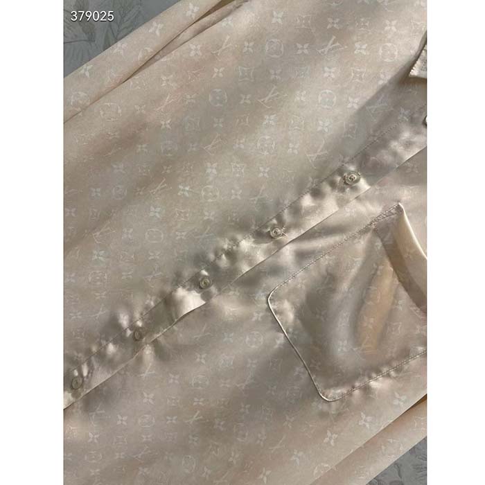 Louis Vuitton Men LV Monogram Cloud Shirt Silk Pinkish Beige Regular Fit
