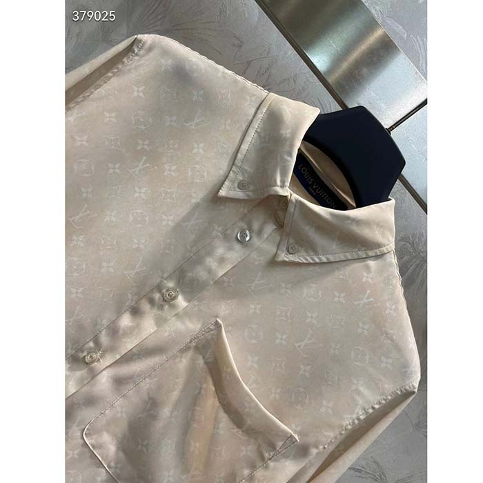 Louis Vuitton Men LV Monogram Cloud Shirt Silk Pinkish Beige Regular Fit