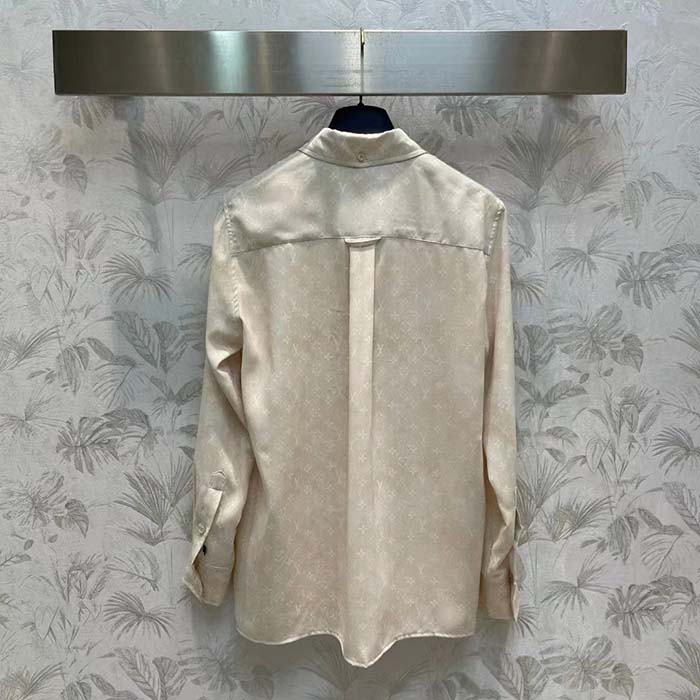 Louis Vuitton Men LV Monogram Cloud Shirt Silk Pinkish Beige Regular Fit