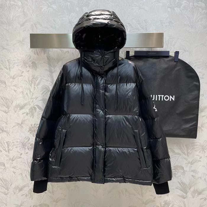 Louis Vuitton Women LV SKI Glossy Nylon Puffer Jacket Polyamide Black