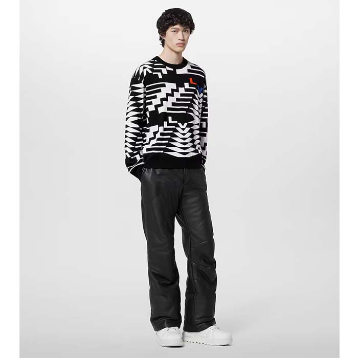 Louis Vuitton Men LV SKI Wool Pullover Regular Fit Fir Tree Jacquard Signature All Over