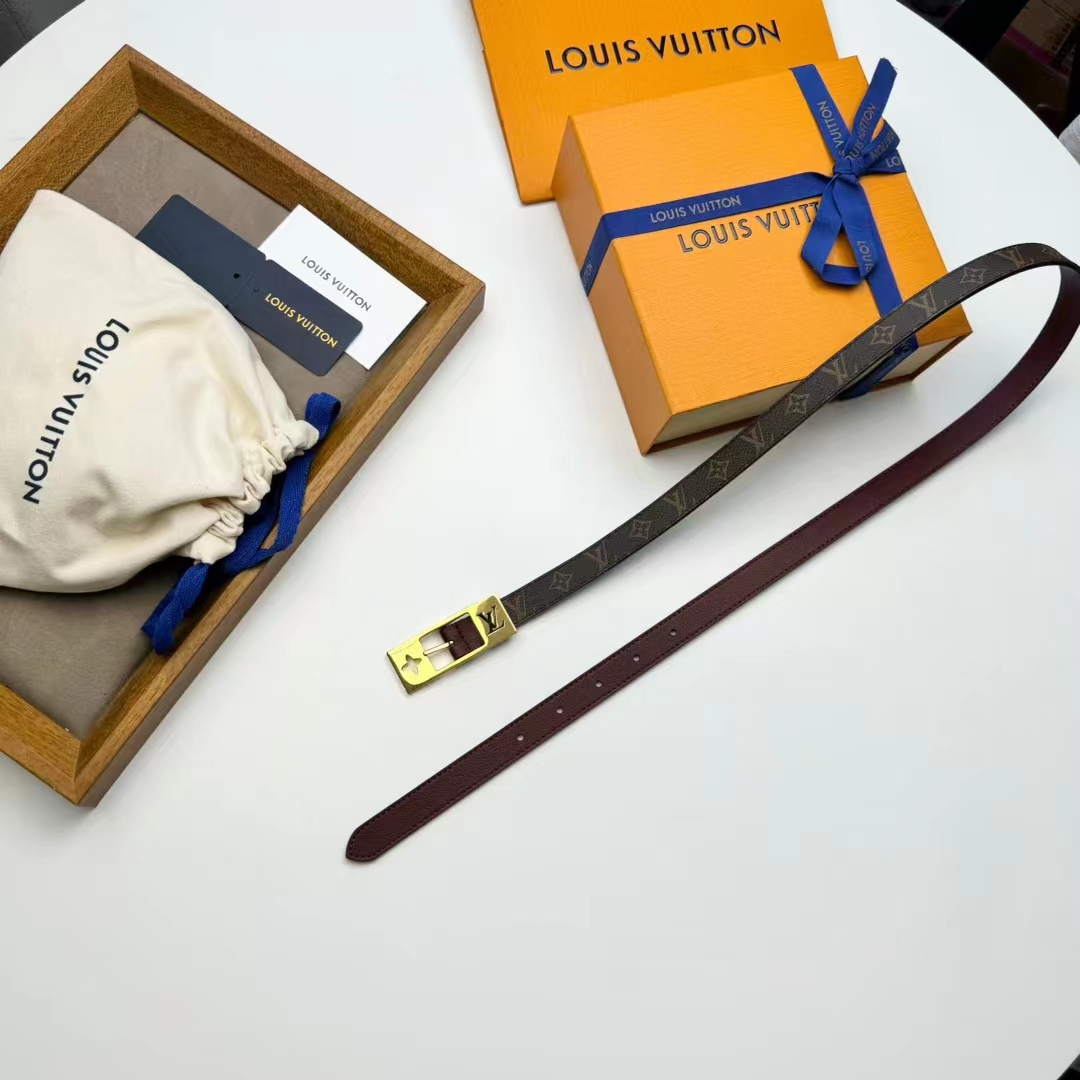 Louis Vuitton Unisex LV Duo 18MM Reversible Belt Monogram Canvas Recto Side Brown Leather Verso