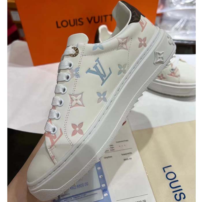 Louis Vuitton Unisex LV Time Out Sneaker White Monogram-Debossed Calf Leather