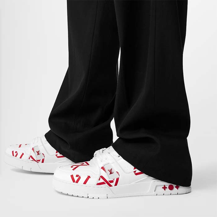 Louis Vuitton Unisex LV Trainer Sneaker Red Mix of Sustainable Materials