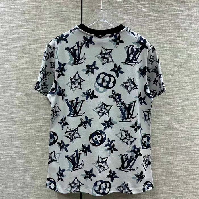 Louis Vuitton Men LV FLIGHT MODE 3D Mahina Monogram T-Shirt Cotton Navy White