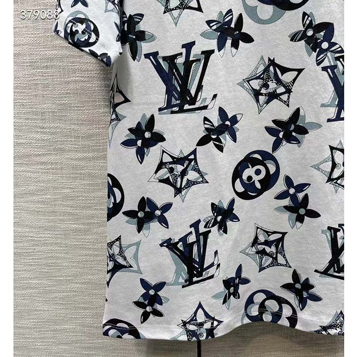 Louis Vuitton Men LV FLIGHT MODE 3D Mahina Monogram T-Shirt Cotton Navy White