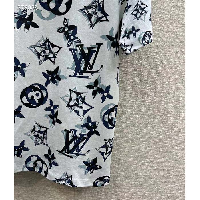 Louis Vuitton Men LV FLIGHT MODE 3D Mahina Monogram T-Shirt Cotton Navy White