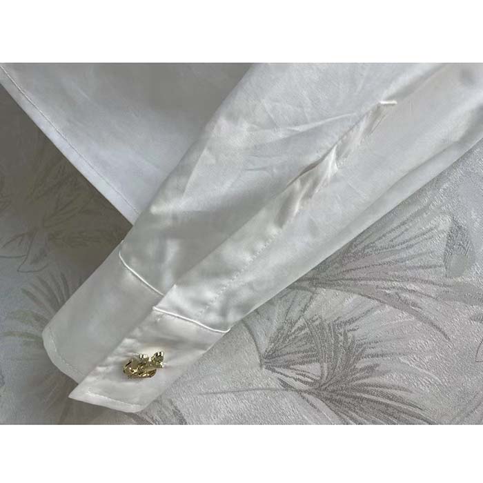 Louis Vuitton Men LV Fin Collar Shirt Cotton Optical White Regular Fit