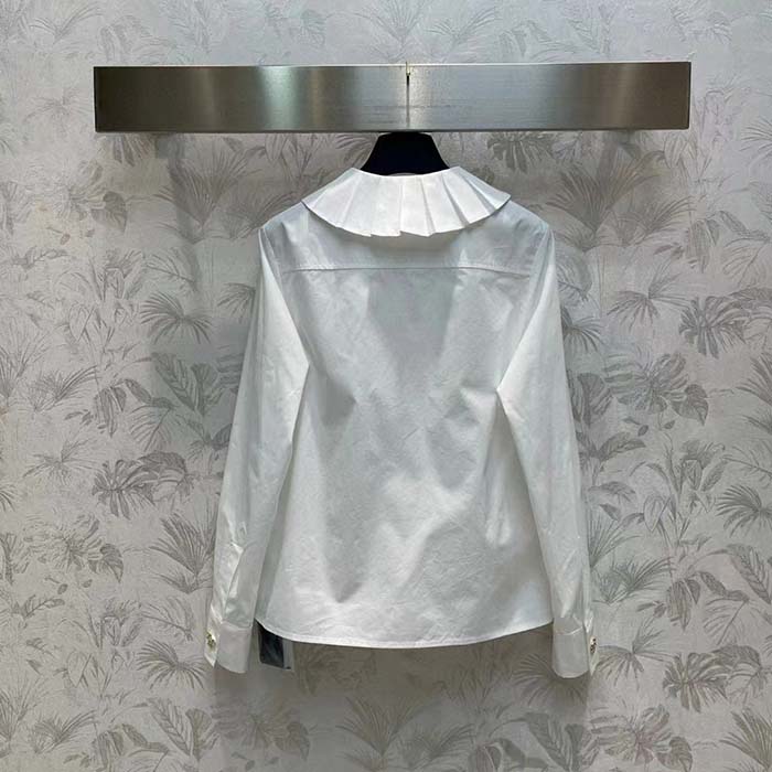Louis Vuitton Men LV Fin Collar Shirt Cotton Optical White Regular Fit