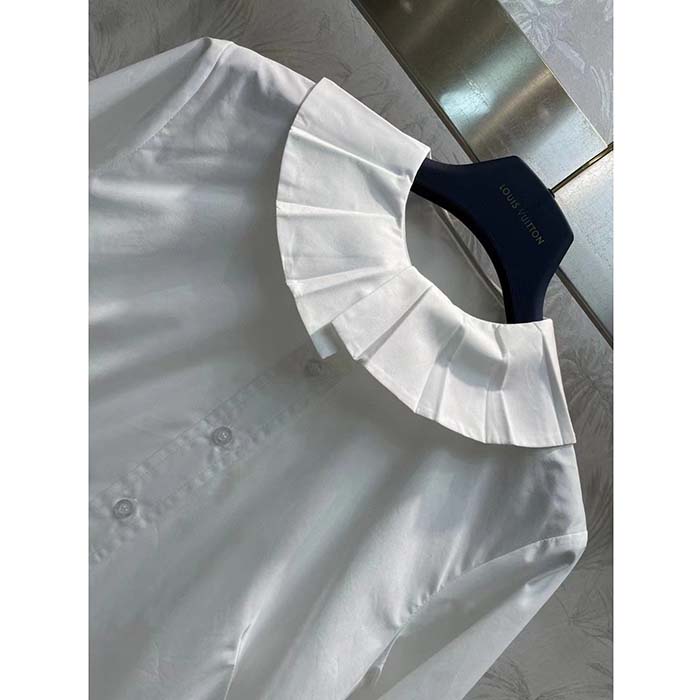 Louis Vuitton Men LV Fin Collar Shirt Cotton Optical White Regular Fit
