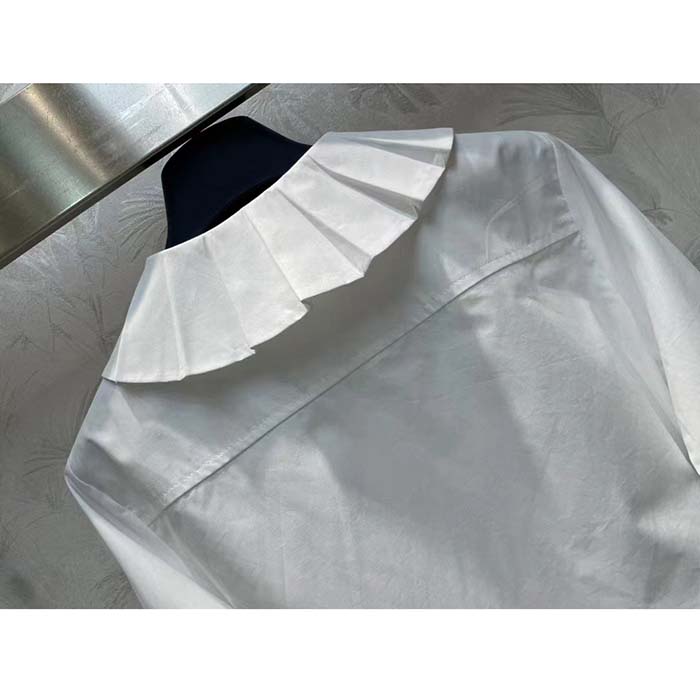 Louis Vuitton Men LV Fin Collar Shirt Cotton Optical White Regular Fit