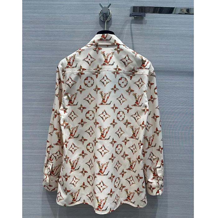 Louis Vuitton Women LV Floral Monogram Pajama Shirt Silk Pink Beige Regular Fit