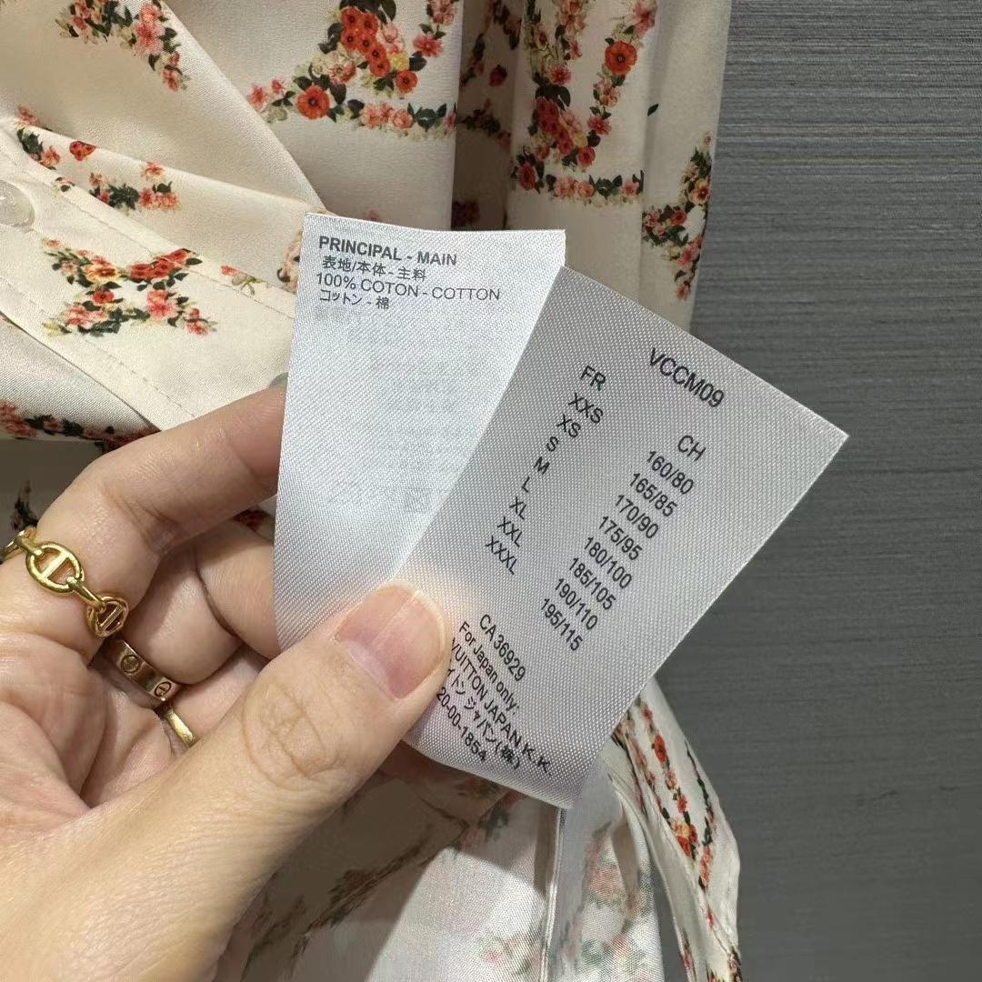Louis Vuitton Women LV Floral Monogram Pajama Shirt Silk Pink Beige Regular Fit