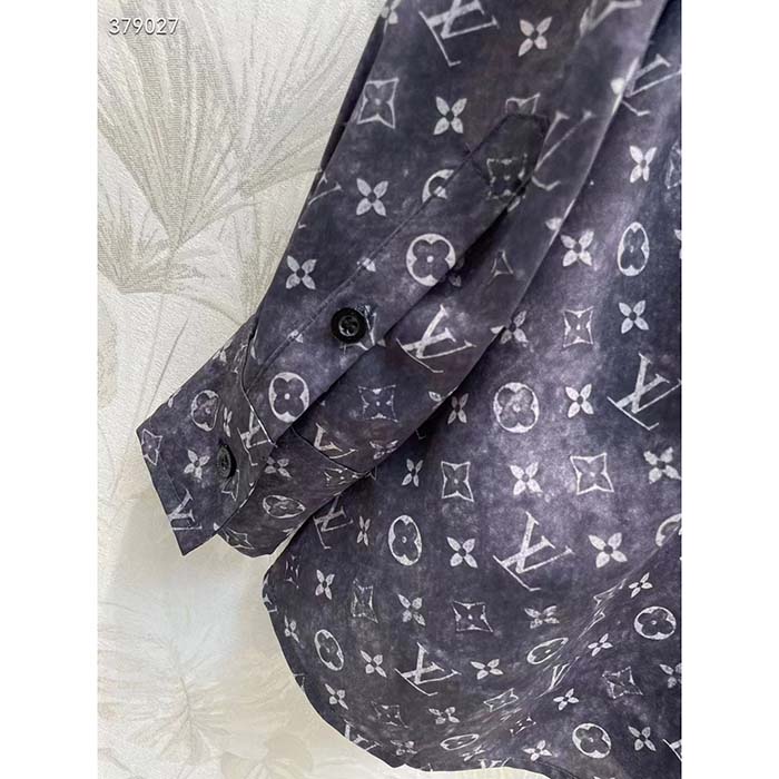 Louis Vuitton Women LV Monogram Cloud Shirt Silk Dark Grey Regular Fit