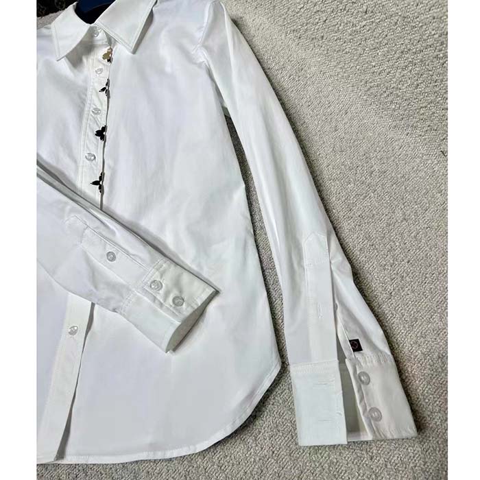 Louis Vuitton Women LV NIGHT Monogram Accent Shirt Cotton Polyamide Elastane Optical White