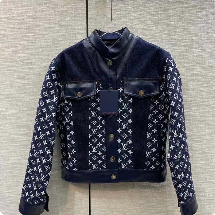 Louis Vuitton Men LV NIGHT Monogram Denim Jacket Cotton Navy