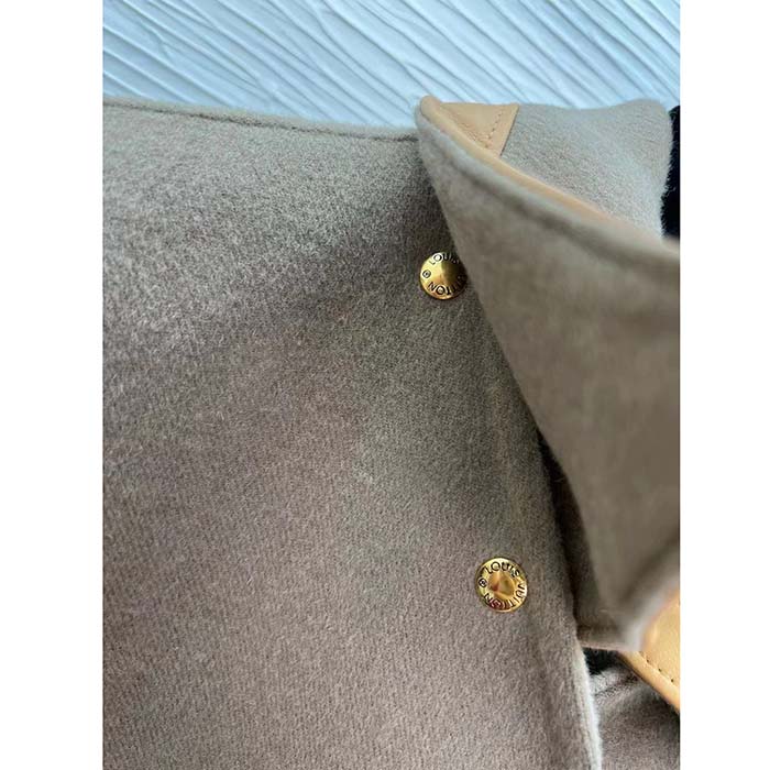 Louis Vuitton Women LV Removable Collar Double Face Coat Wool Silk Ficelle Foncée Brown Regular Fit