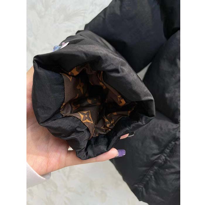 Louis Vuitton Women LV SKI Crinkled Nylon Peplum Puffer Jacket Polyamide Black