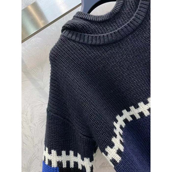 Louis Vuitton Women LV SKI Graphic Hooded Pullover Snowflake Motif Cashmere Black Blue