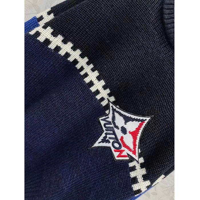 Louis Vuitton Women LV SKI Graphic Hooded Pullover Snowflake Motif Cashmere Black Blue