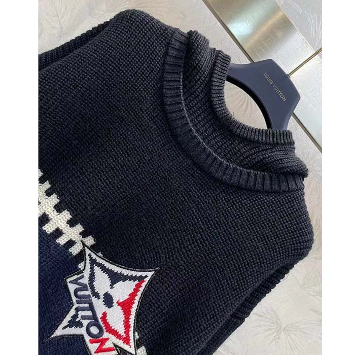 Louis Vuitton Women LV SKI Graphic Hooded Pullover Snowflake Motif Cashmere Black Blue