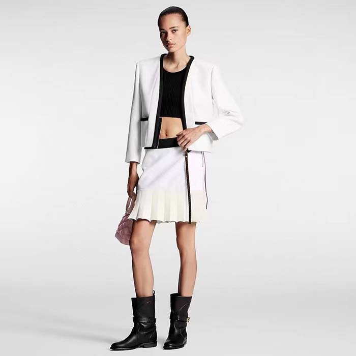 Louis Vuitton Women LV Wetsuit Pull Mikado Jacket Wool Silk White Regular Fit