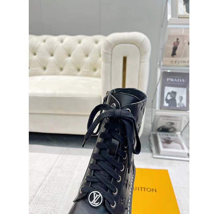 Louis Vuitton Women Territory Flat Ranger Black Monogram-Debossed Calf Leather Side Zip