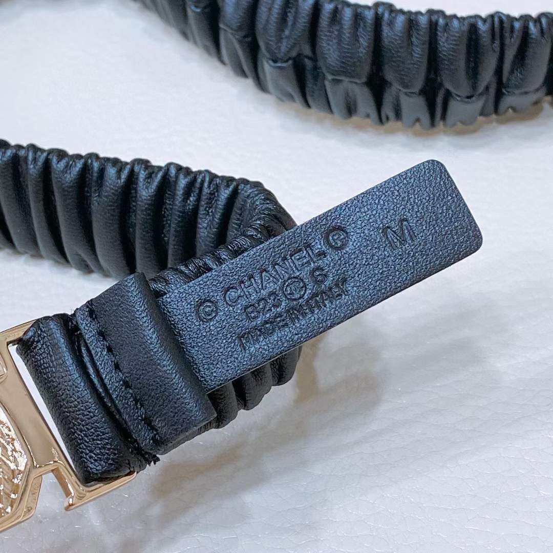 Chanel CC Women Belt Black Lambskin Gold-Tone Metal Strass
