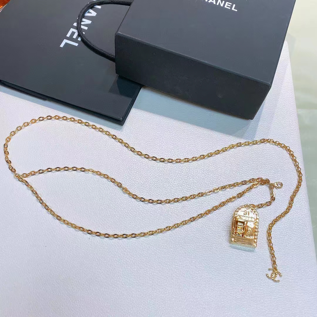 Chanel Women CC Chain Belt Metal Gold Tone Ruthenium