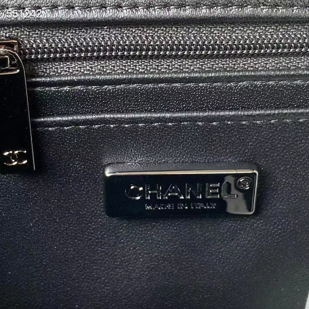 Chanel Women CC Small Flap Bag Sequins Ruthenium-Finish Metal Black White Blue