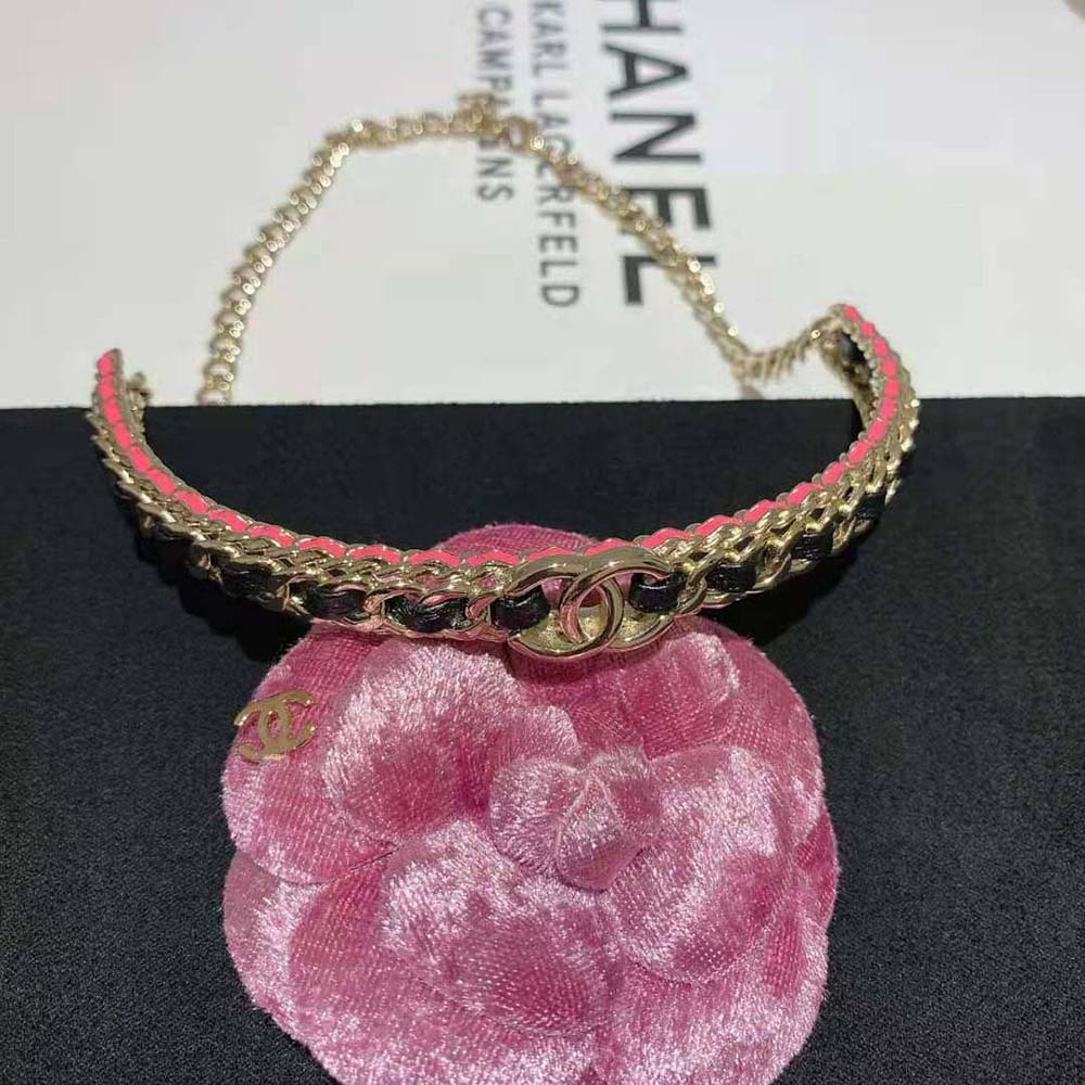 Chanel Women Choker in Metal and Calfskin