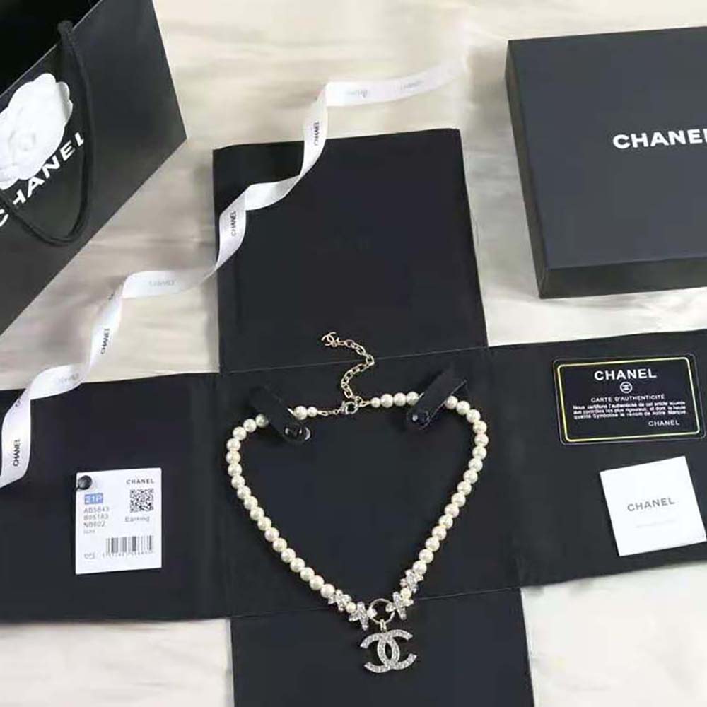 Chanel Women Pendant Earrings in Metal Glass Pearls & Strass