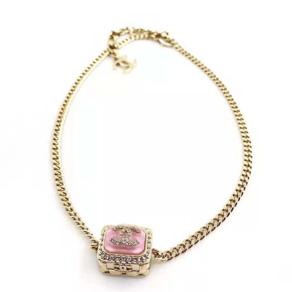 Chanel Women Pendant Necklace in Metal Resin and Strass