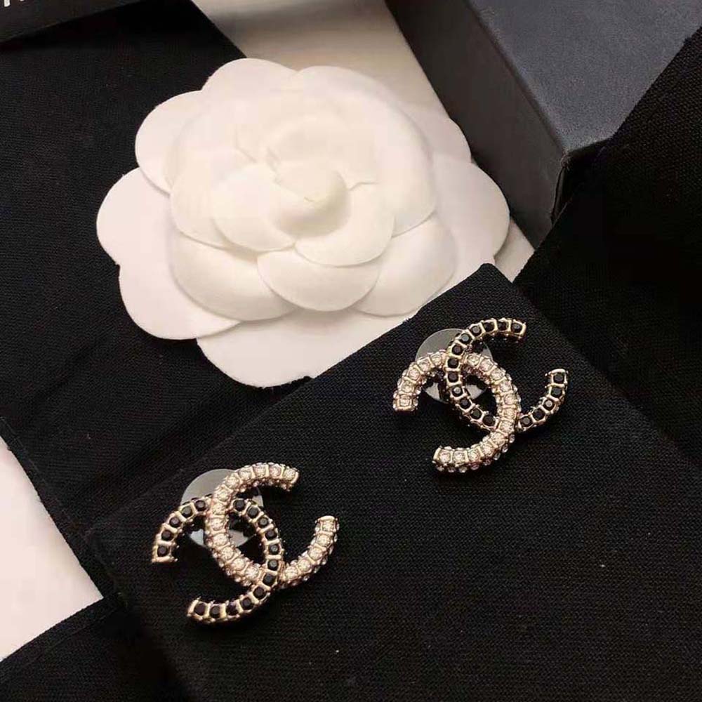 Chanel Women Stud Earrings in Metal and Strass