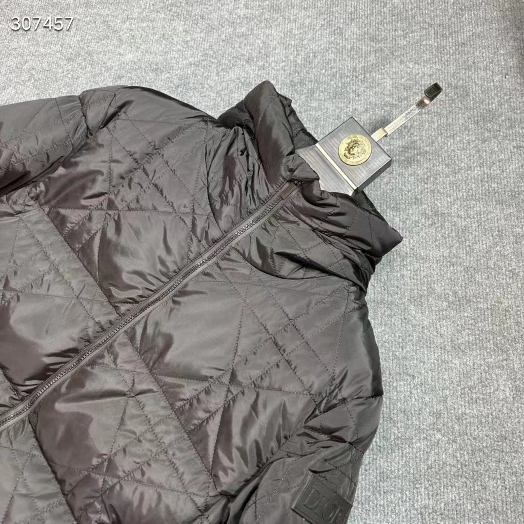 Dior Men CD Cannage Hooded Down Jacket Black Technical Fabric Drawstring Ribbed Cuffs