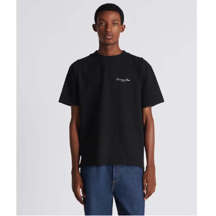 Dior Men CD Christian Dior Couture Relaxed Fit T-Shirt Black Organic Cotton Jersey